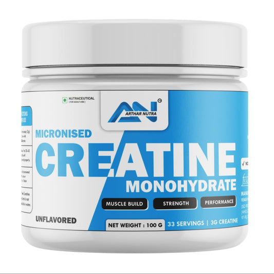 Arthar Nutra Micronised Creatine Monohydrate, 100g, 33 Servings ( Unflavored )
